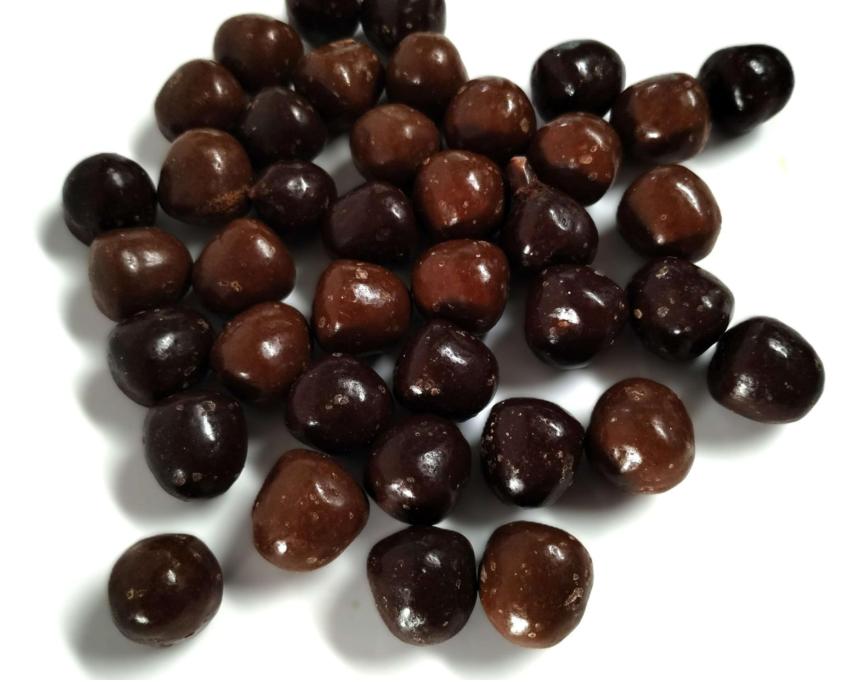 Emporium Candy raspberry cremes with dark chocolate – bite-sized after-dinner indulgence.