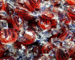 Emporium Candy sugar-free cinnamon buttons packaging closeup emphasizes portable wrappers