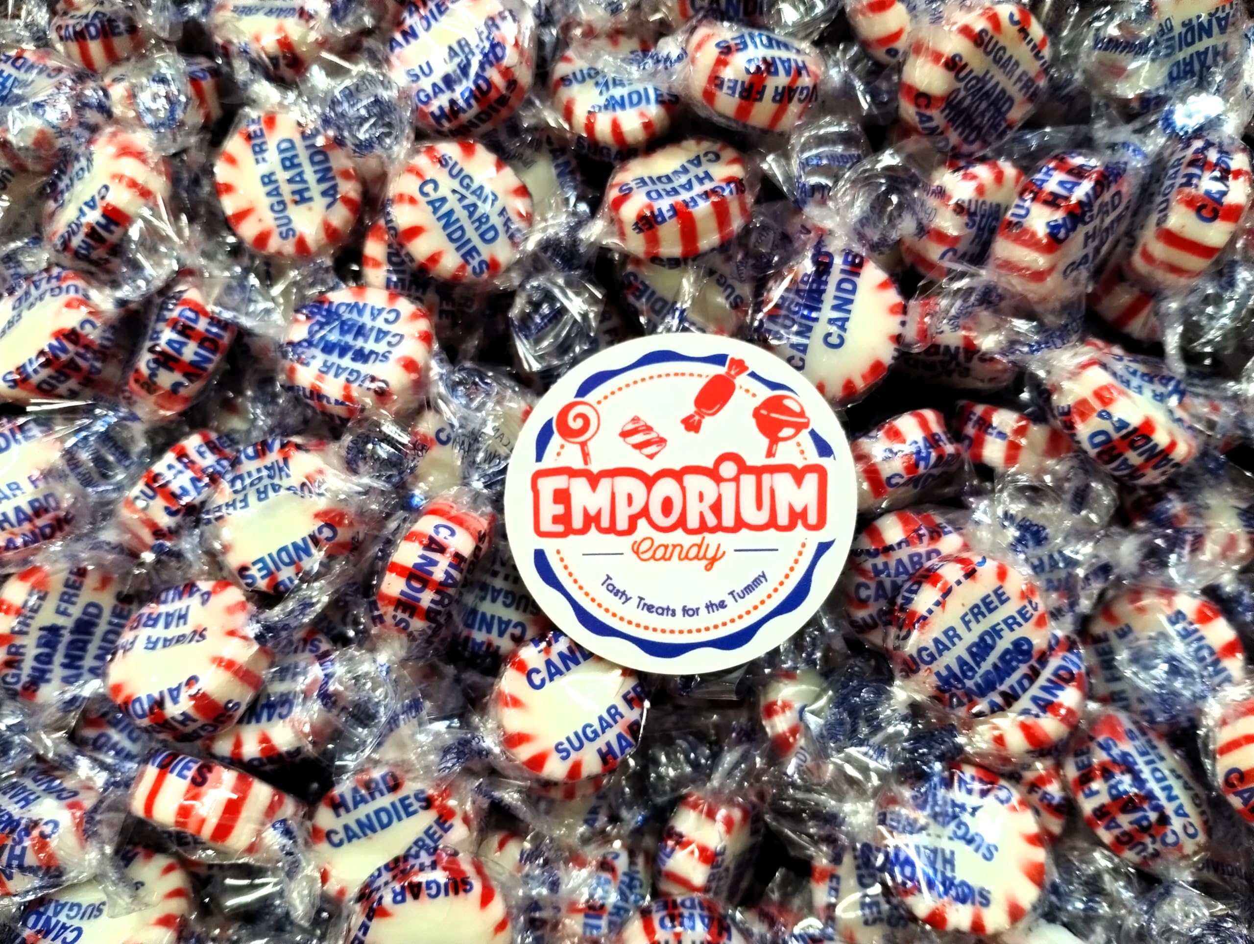 Dispenser refill view of Emporium Candy Sugar-Free Peppermint Starlight Buttons for bowls.