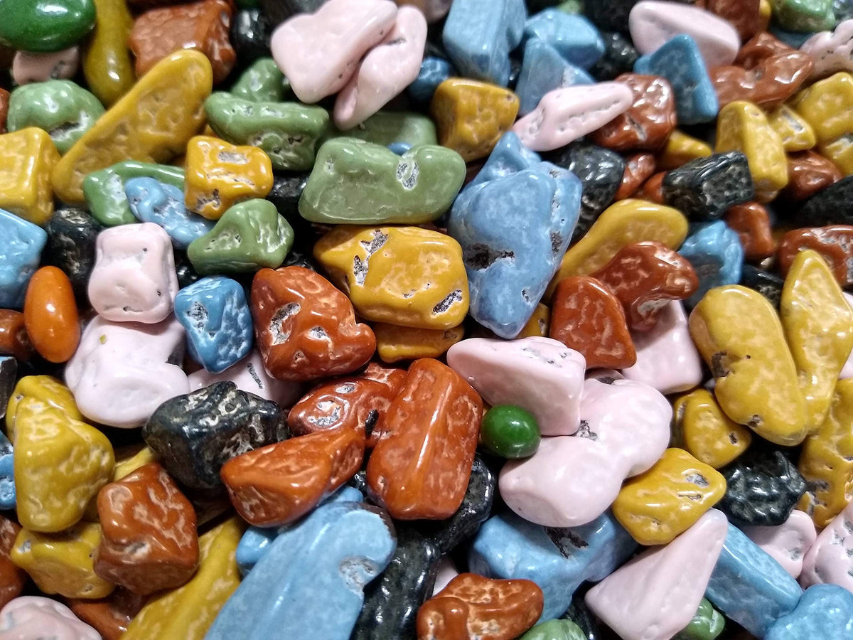 Emporium Chocorocks front view showing milk chocolate rocks with colorful shell
