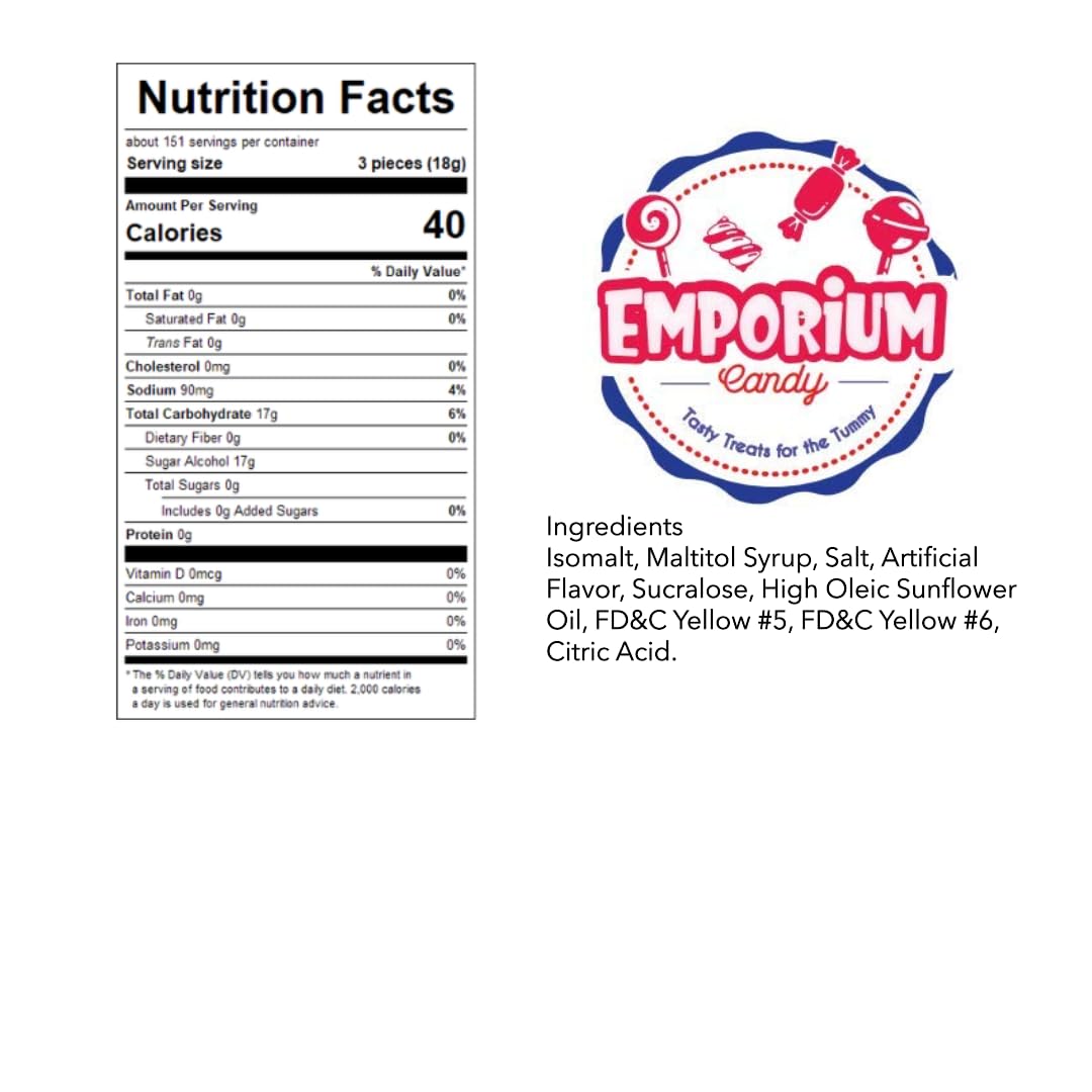 Emporium sugar-free butterscotch buttons individually wrapped for on the go snacking.