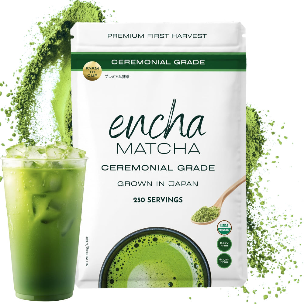 Encha ceremonial grade matcha powder ready for traditional whisking and rituals.