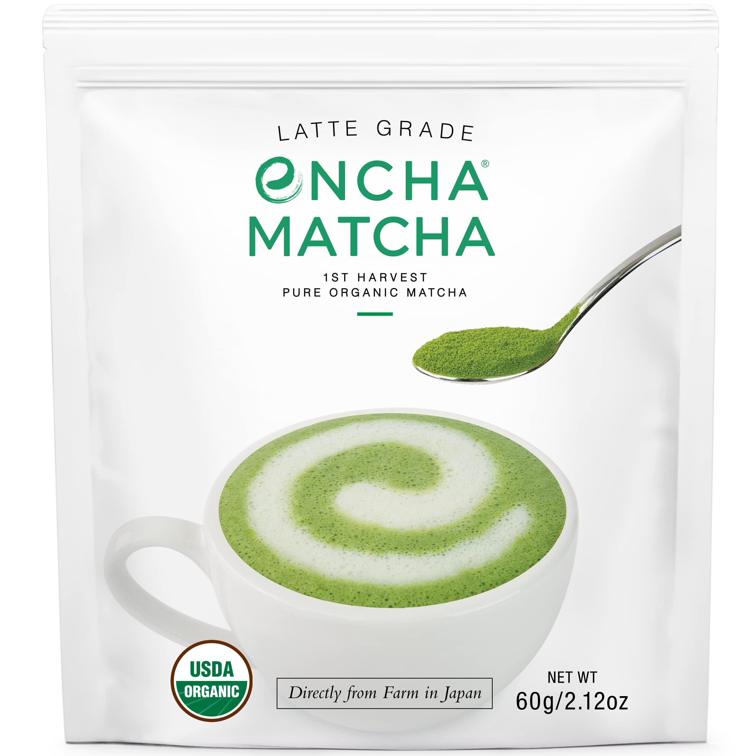 Encha Latte Grade Matcha Powder jar for premium latte base.