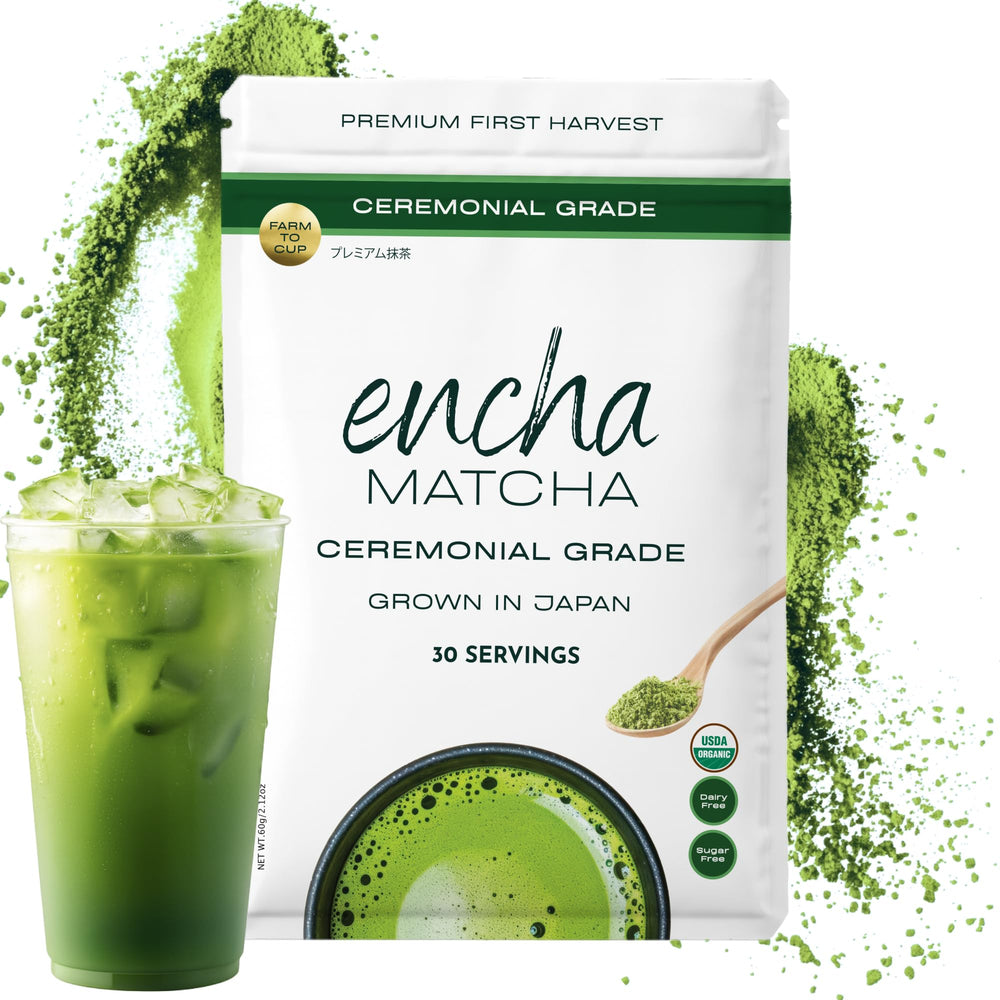 Encha ceremonial grade matcha powder ready for whisking.
