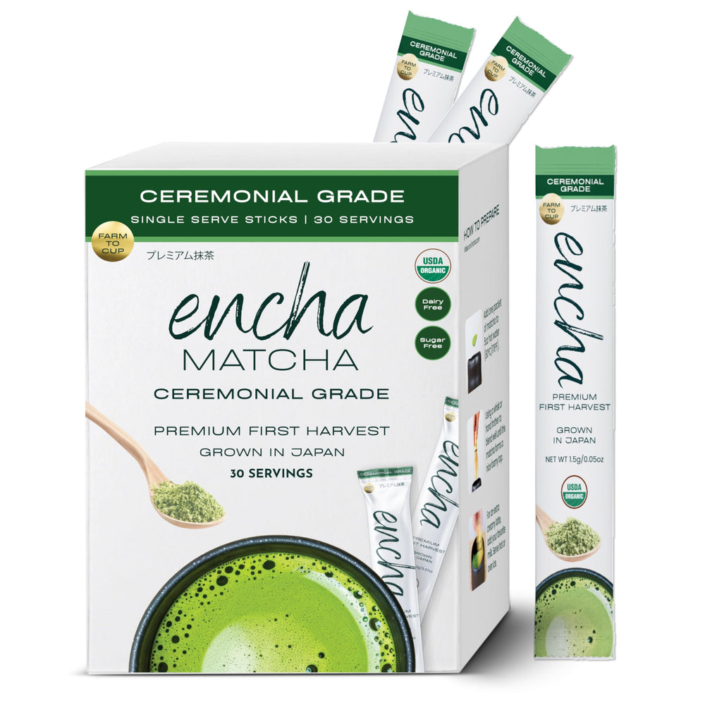 Encha ceremonial-grade single-serve packets for quick, ritual-ready tea moments.