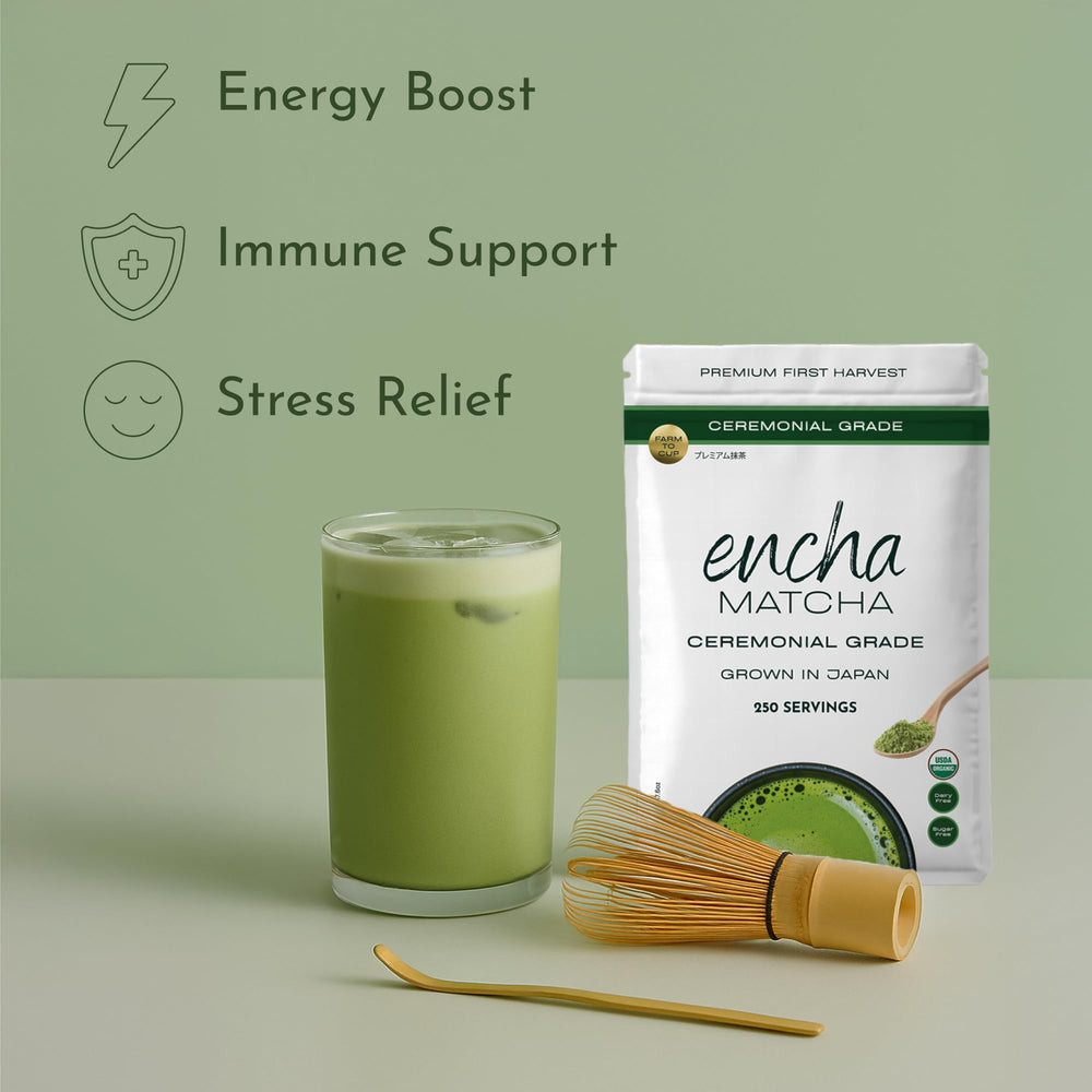Encha 500g tin of ceremonial matcha for daily use and long-term value.