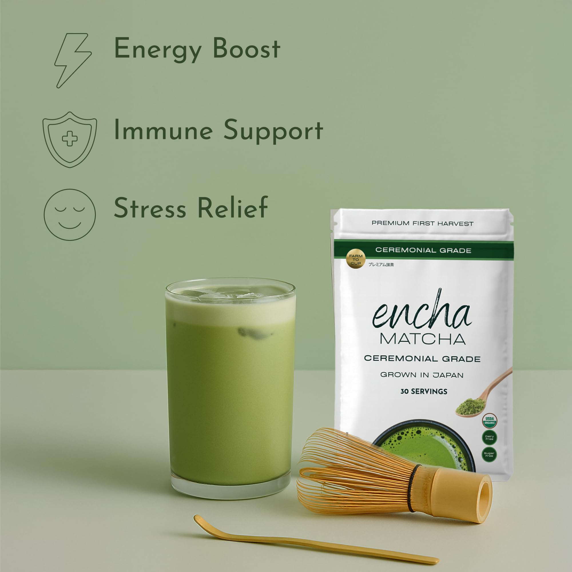 Encha traditional bowl pour displaying vibrant green matcha.