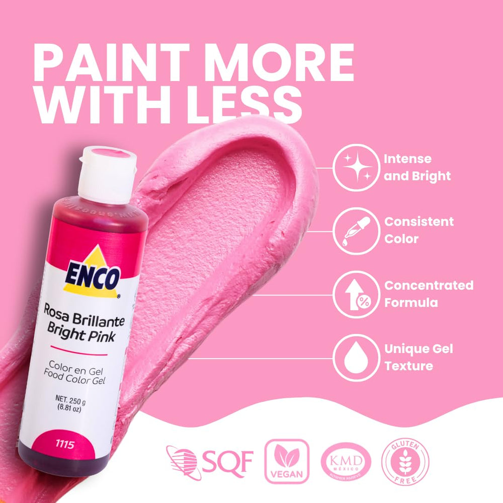 ENCO Bright Pink Gel on fondant provides bold color while staying pliable.