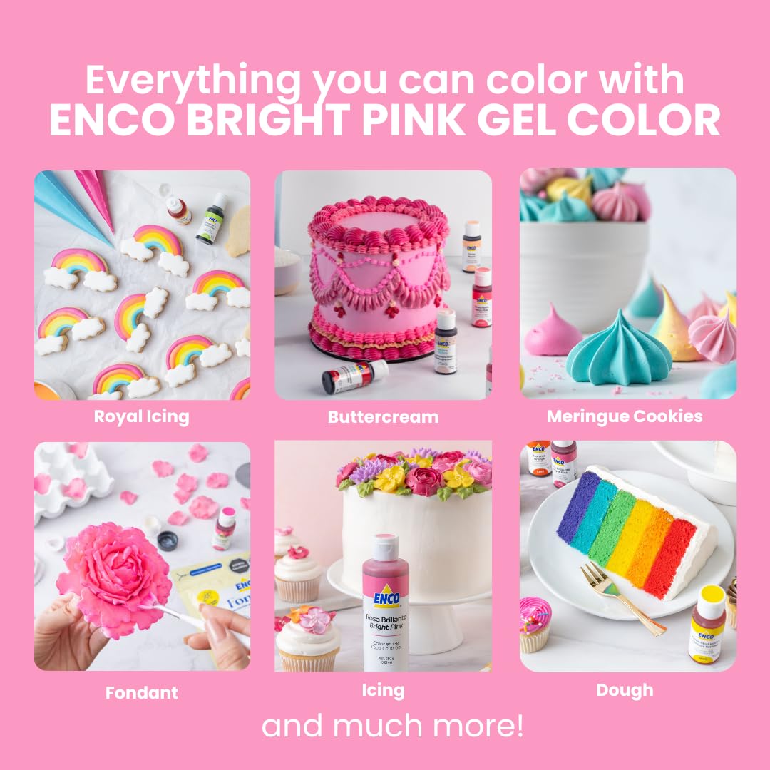 ENCO Bright Pink Gel's precise drop bottle supports accurate coloring.