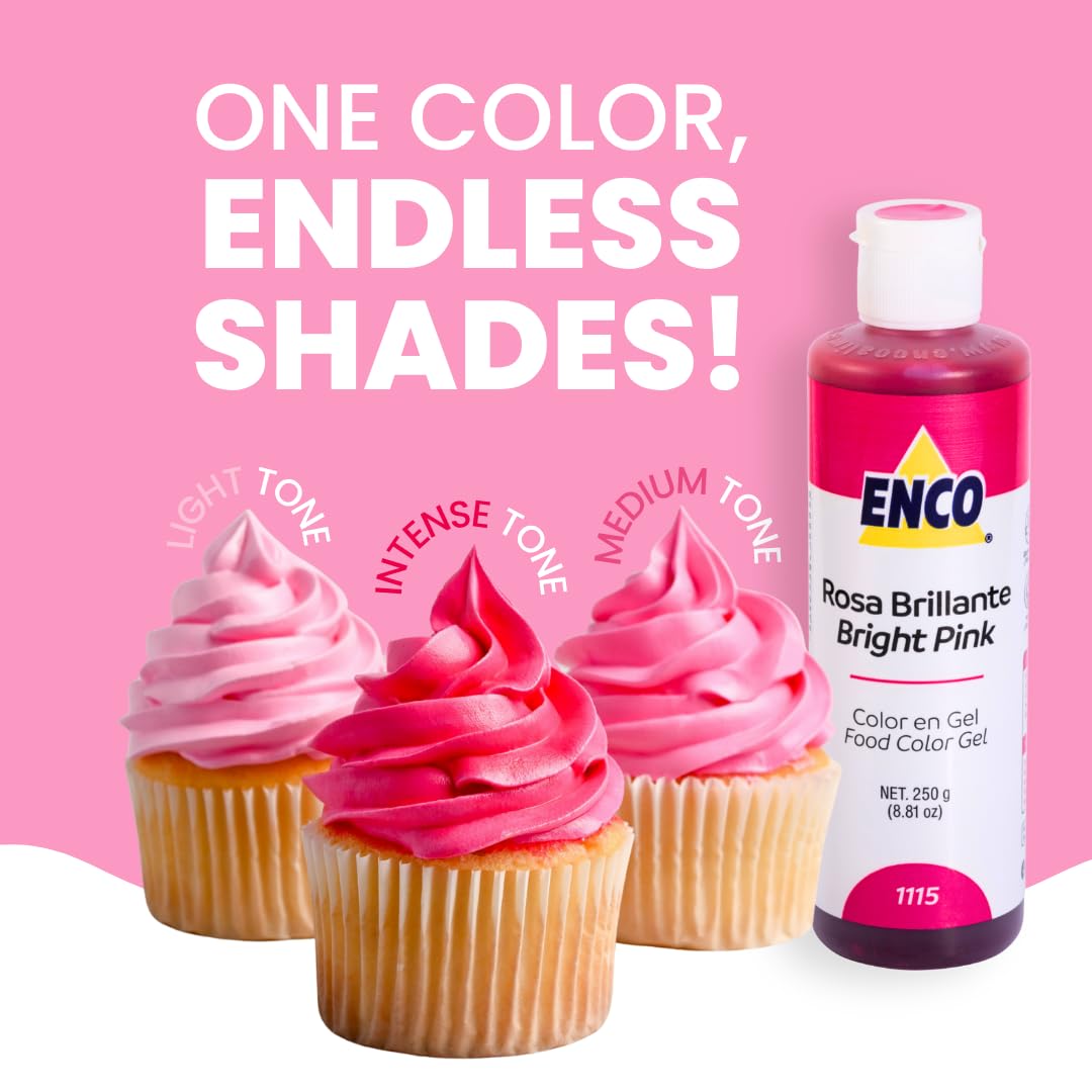 ENCO Bright Pink Gel for royal icing creates crisp, consistent shade.