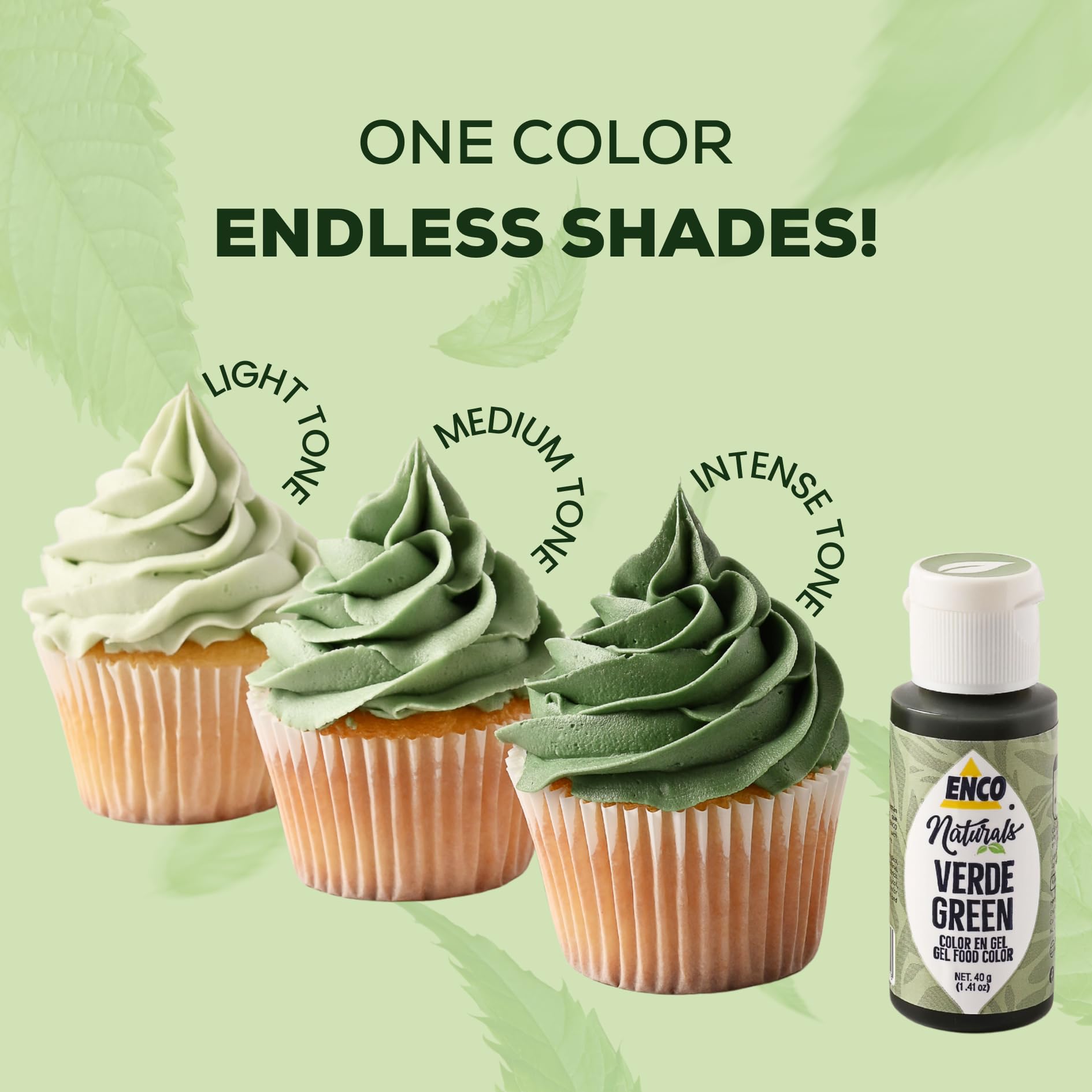 ENCO green frosting application close-up emphasizes natural-looking color.