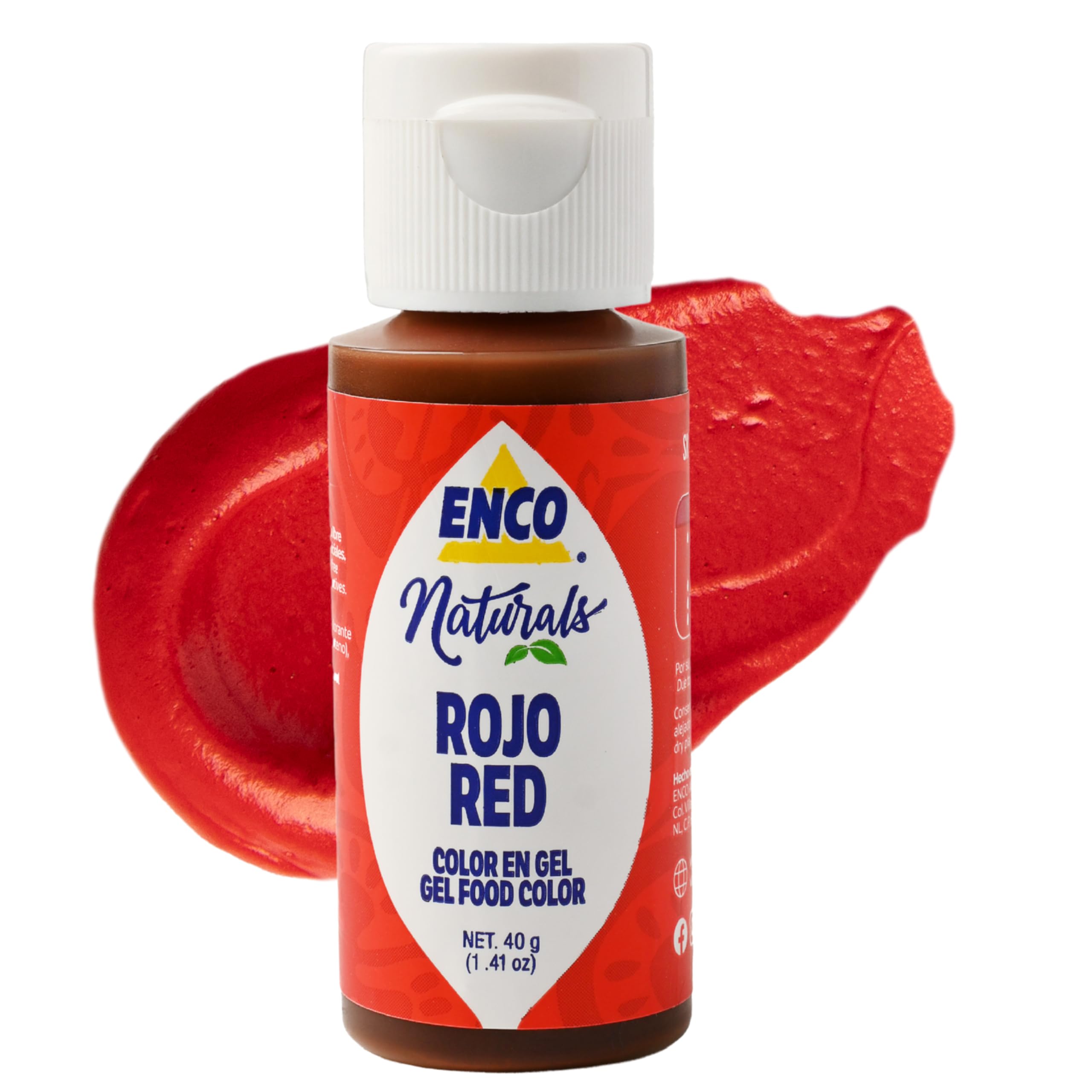 ENCO red gel coloring in a tube for vivid icing and fondant.