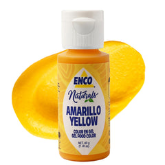 ENCO Yellow natural food coloring gel bottle for icing, vibrant and even color.