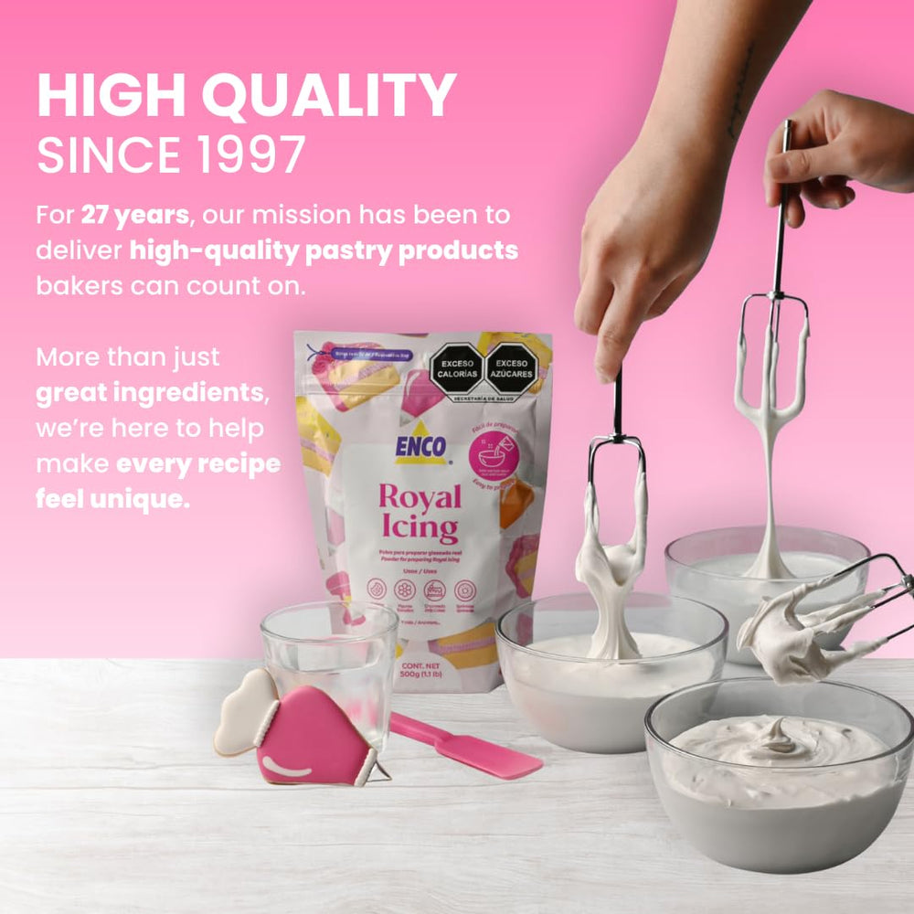 ENCO packaging 500 g Vanilla label keeps icing fresh.