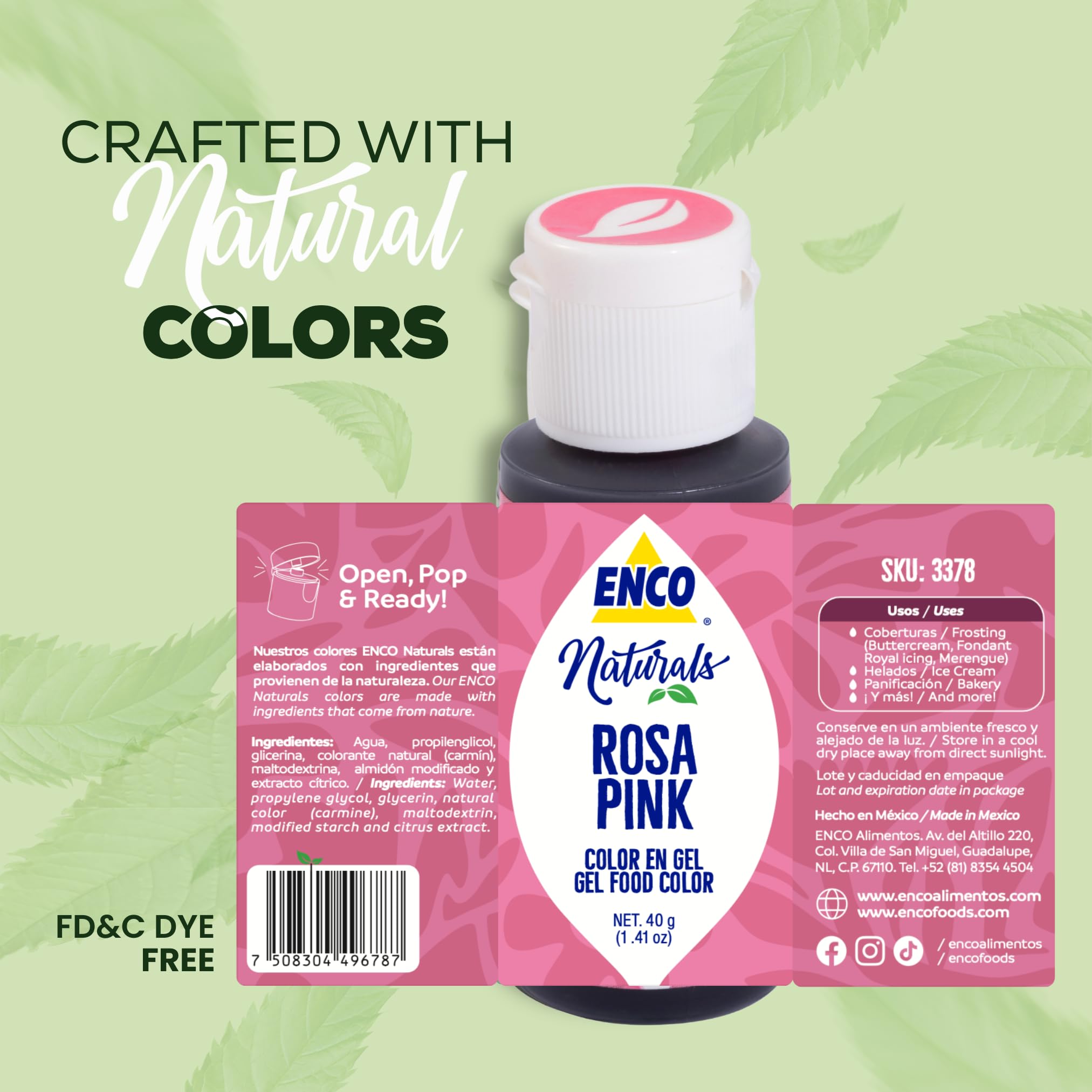ENCO pink color gel for fondant delivers bright, true pink on designs.