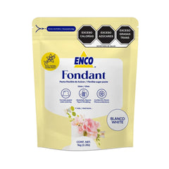 ENCO Premium White Fondant packaging shows ready-to-use formula for quick decorating prep