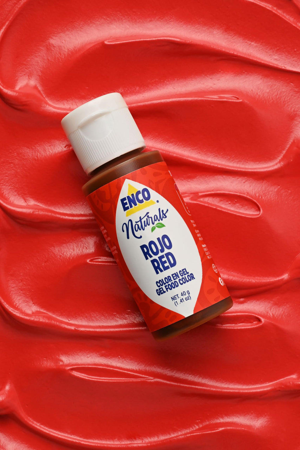 ENCO red gel on palette provides intense shade for icing.