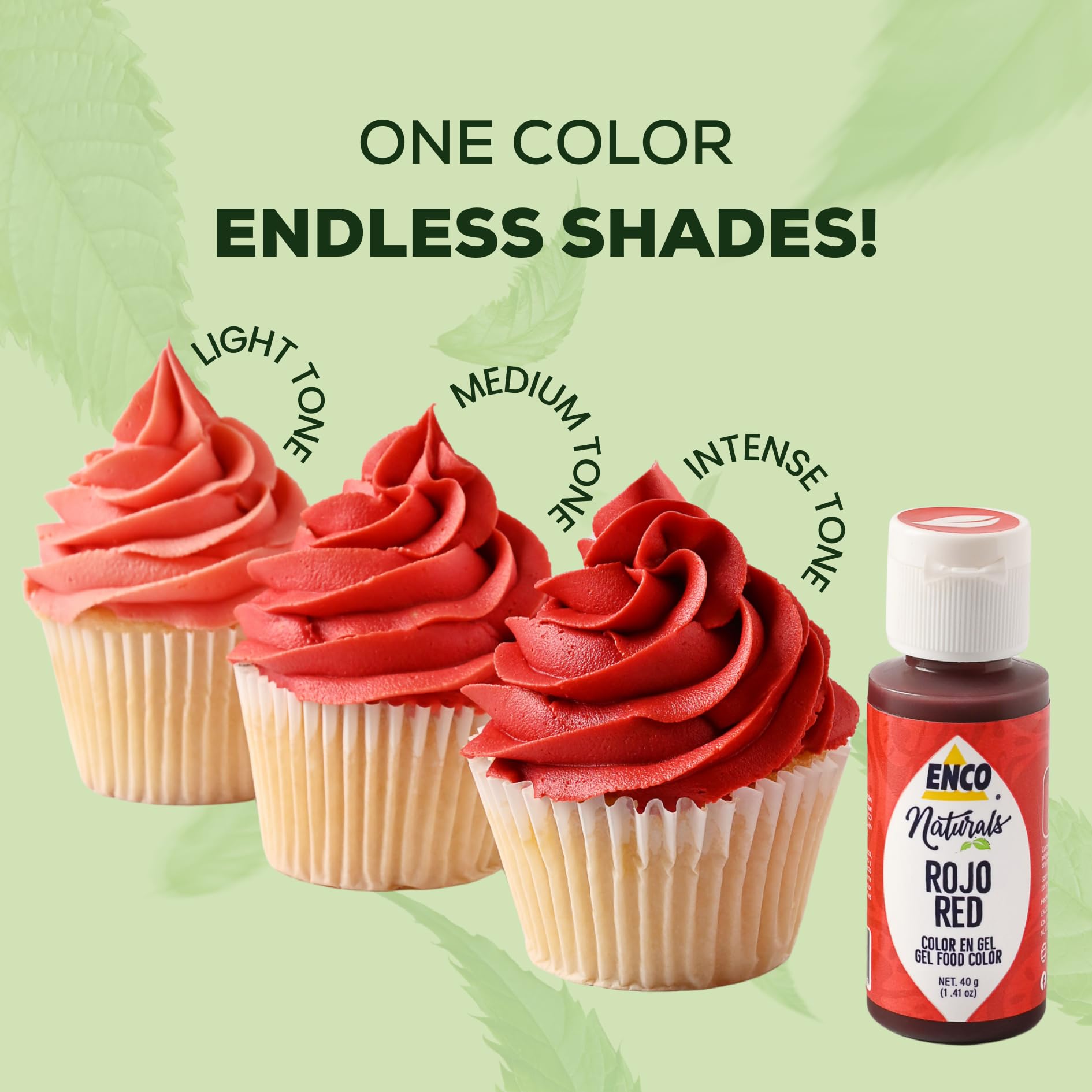 ENCO red coloring packaging close-up highlights the preservative-free formula.