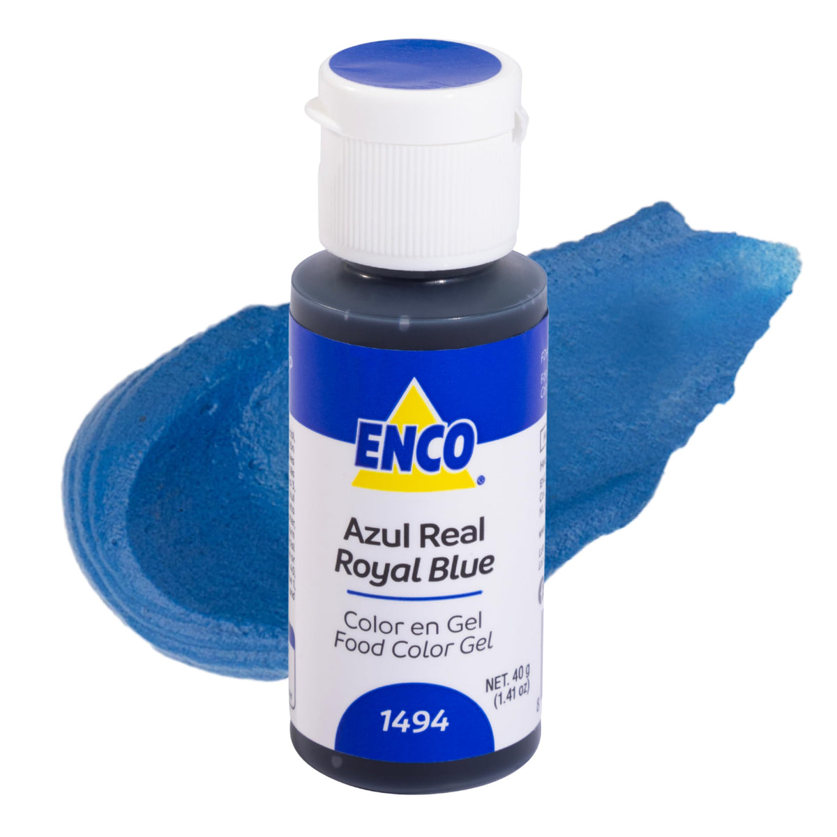 ENCO Royal Blue gel color in 40 g bottle for vibrant frosting and fondant