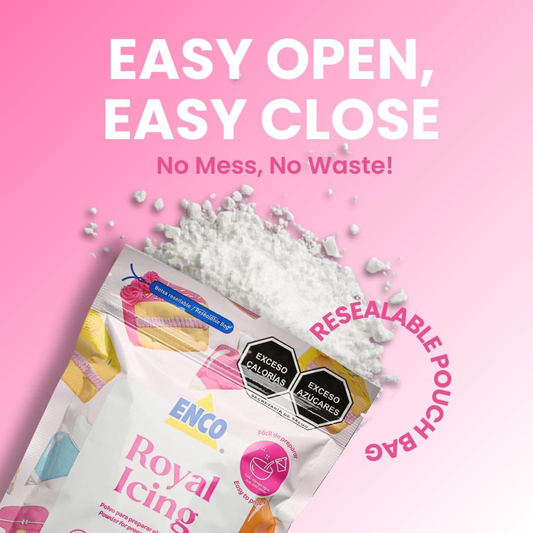 ENCO Royal Icing transfers and flower designs come to life with this mix.