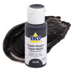 ENCO Super Black gel color bottle cap view for precise color control in baking