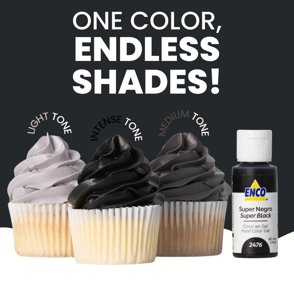 ENCO Super Black gel color used in royal icing for sharp outlines