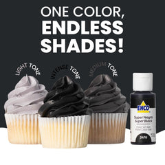 ENCO Super Black gel color used in royal icing for sharp outlines