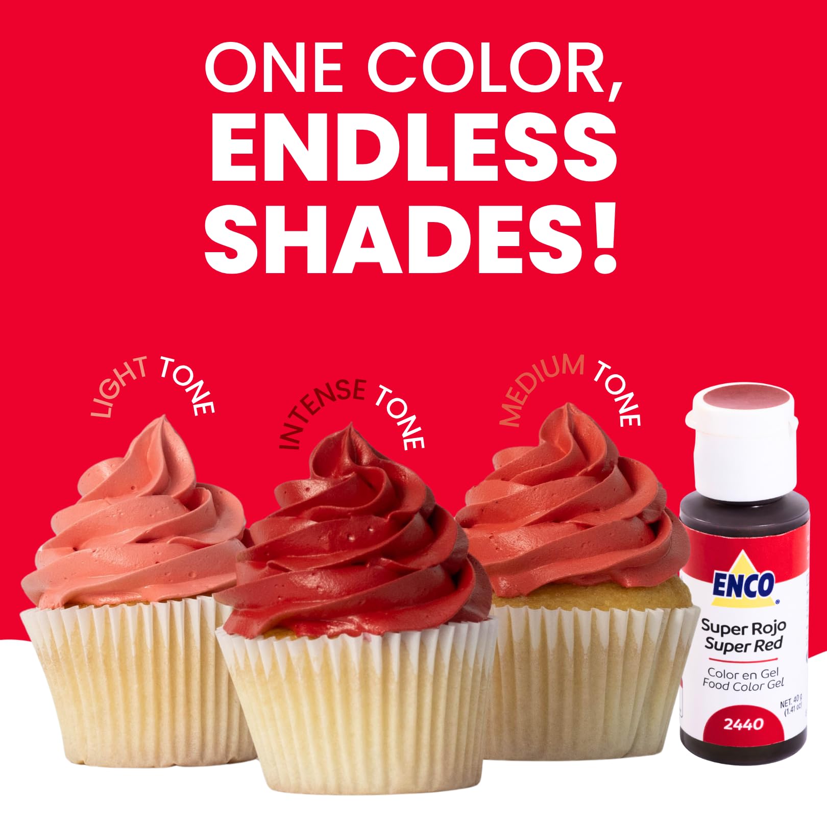 ENCO Super Red gel in piping bag for clean color transfer