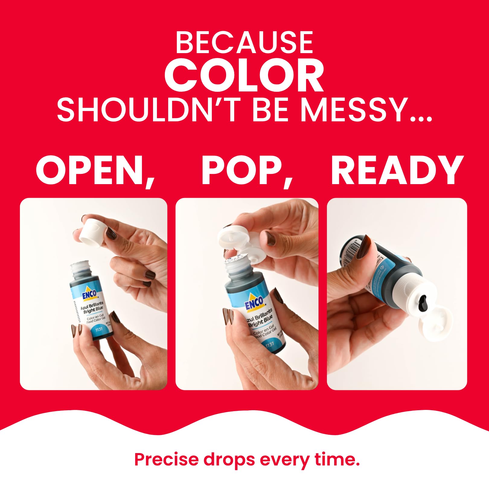 ENCO Super Red gel on royal icing yields sharp, vivid details