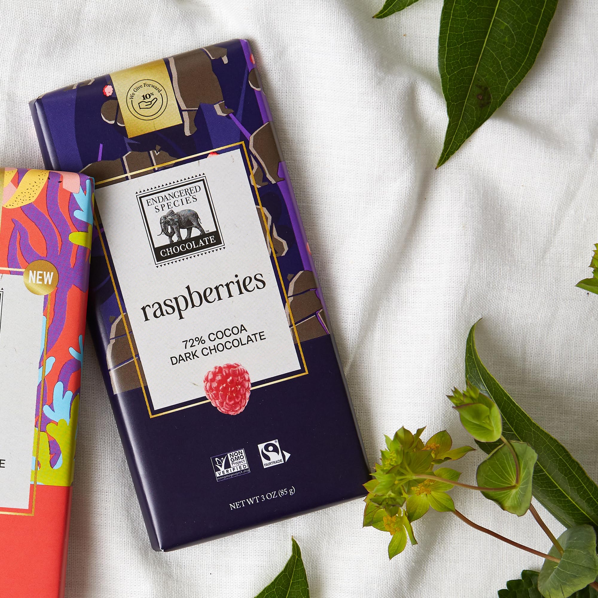 Endangered Species Grizzly Dark Raspberry gift-ready chocolate bar on shelf