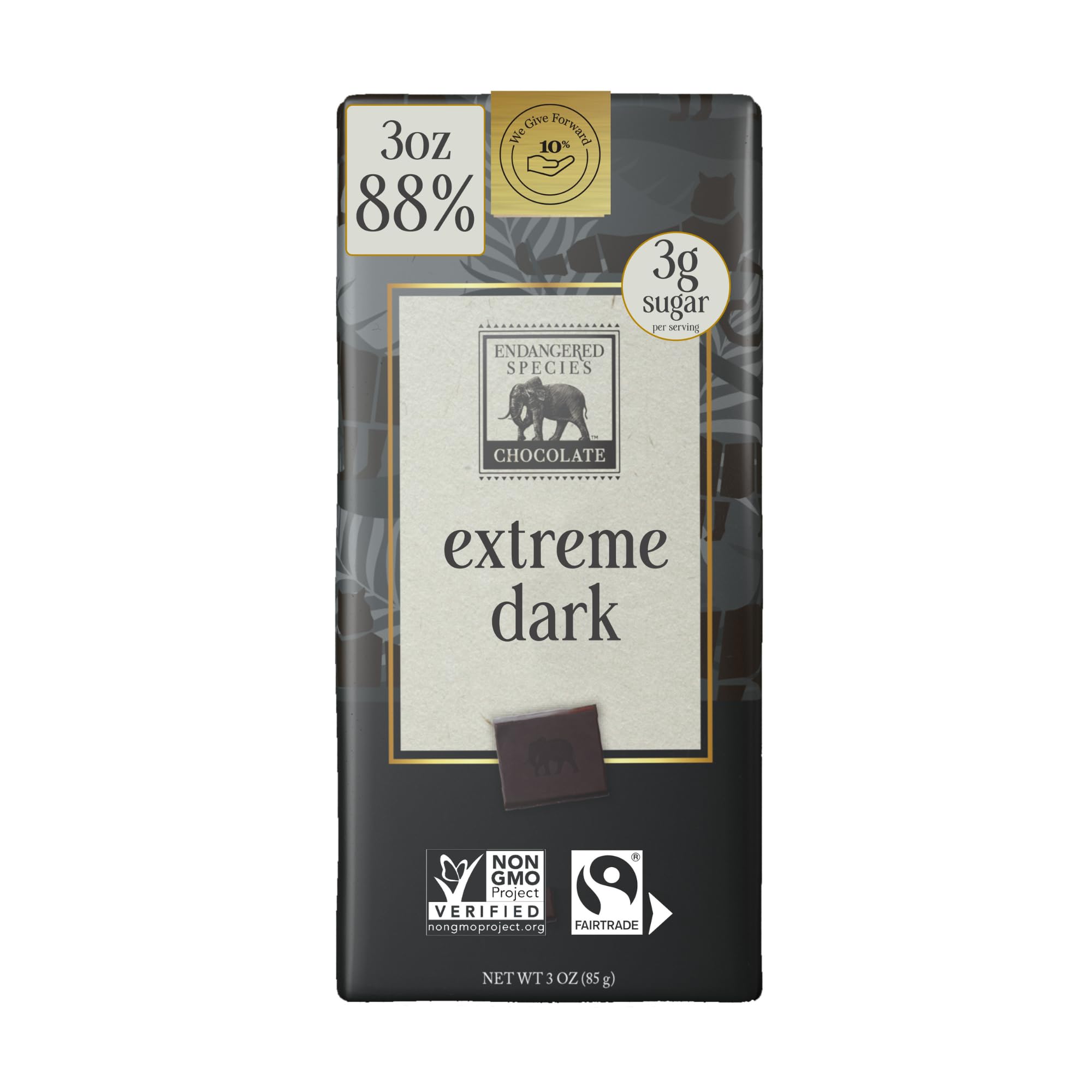 Endangered Species Chocolate Panther bar wrapped with educational info on the wrapper