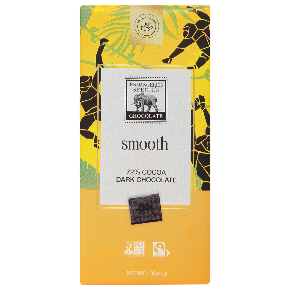 Endangered Species Chocolate chimp bar with educational wrapper and habitat support.