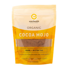 EnerHealth Cocoa Mojo steaming cup illustrates rich aroma and creamy texture for cozy evenings