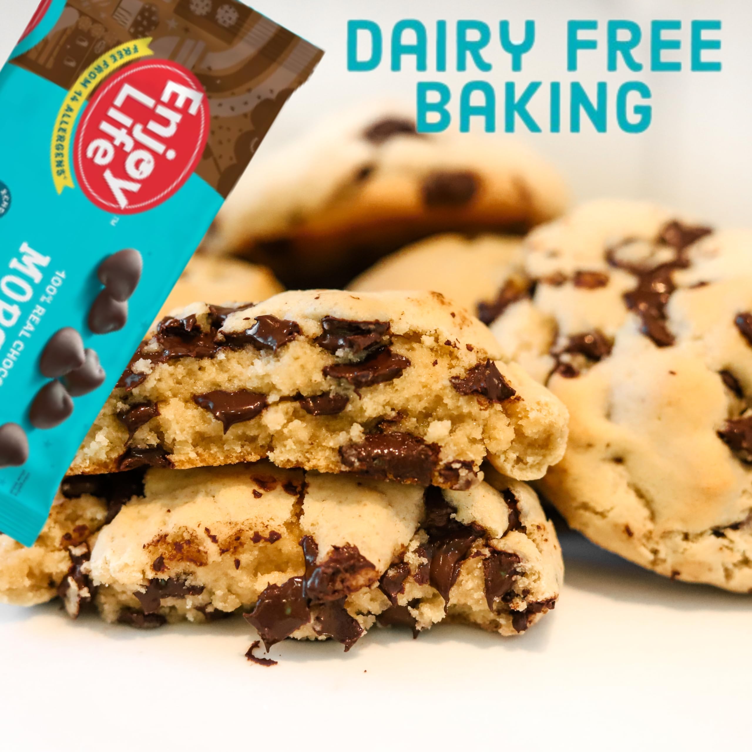 Chips folded into cookie dough for dairy-free cookies