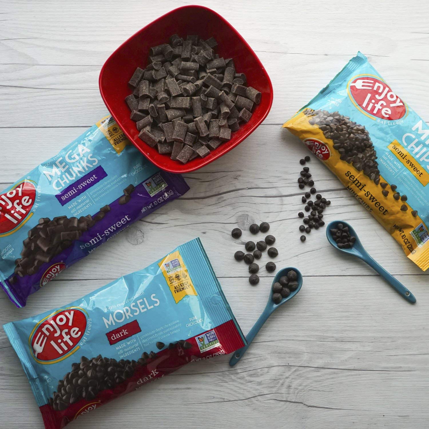 Freshly baked cookies with Enjoy Life Mini Chips, warm and delicious.