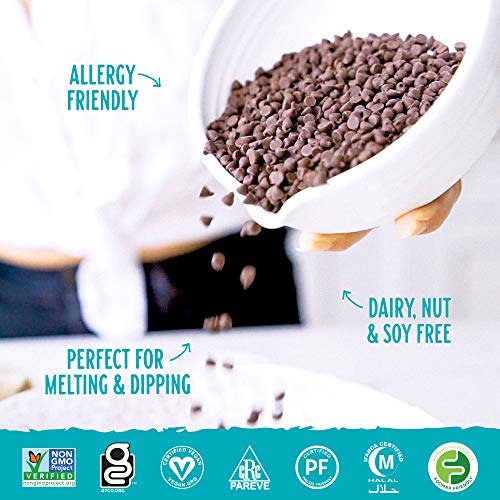 Enjoy Life semi-sweet mega chunks melting for chocolate coating.