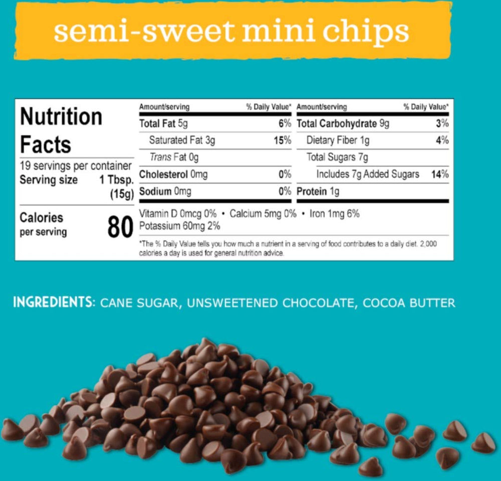 Enjoy Life chips close-up, rich chocolate morsels perfect for cookies.