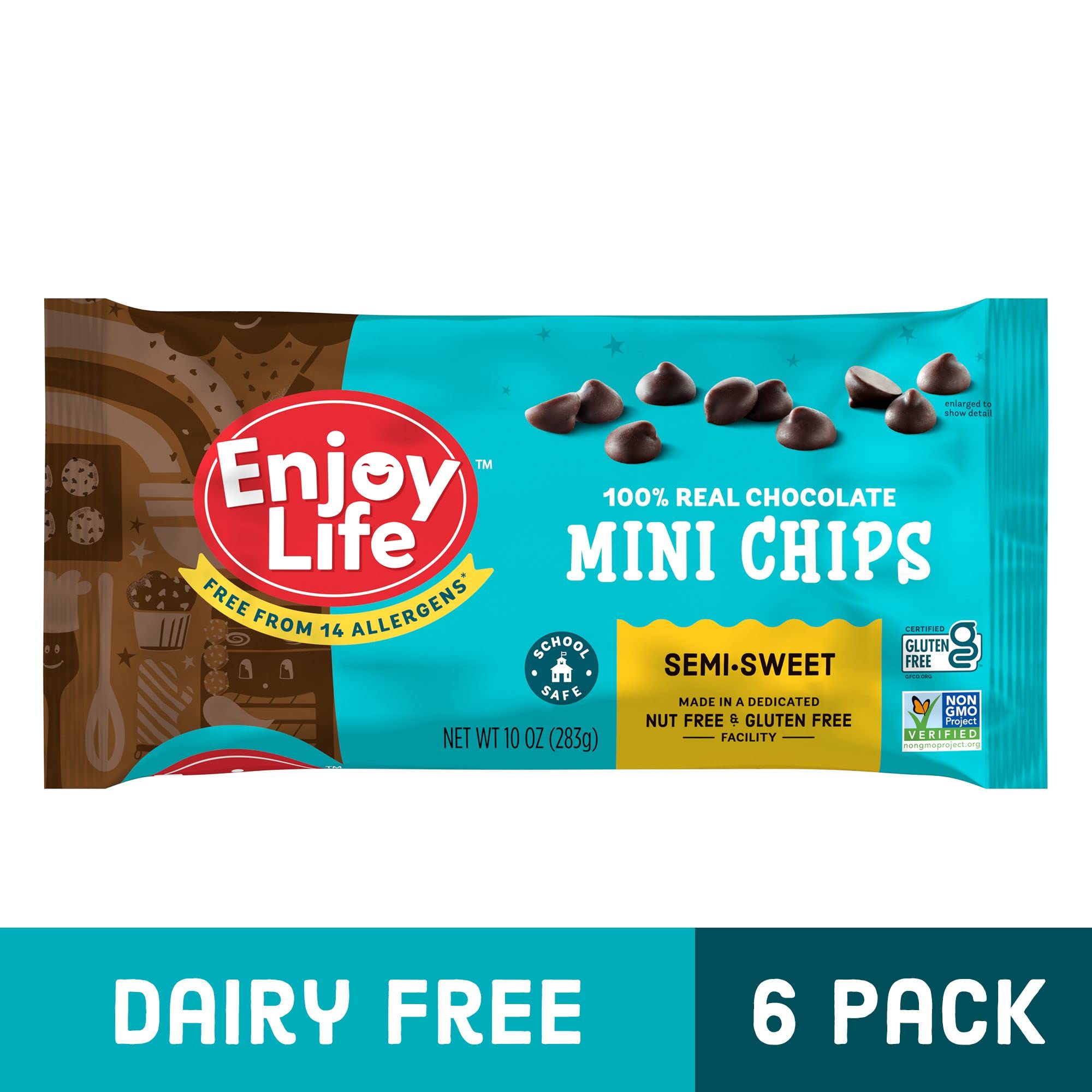 Enjoy Life mini chips melting into a glossy coating for desserts.