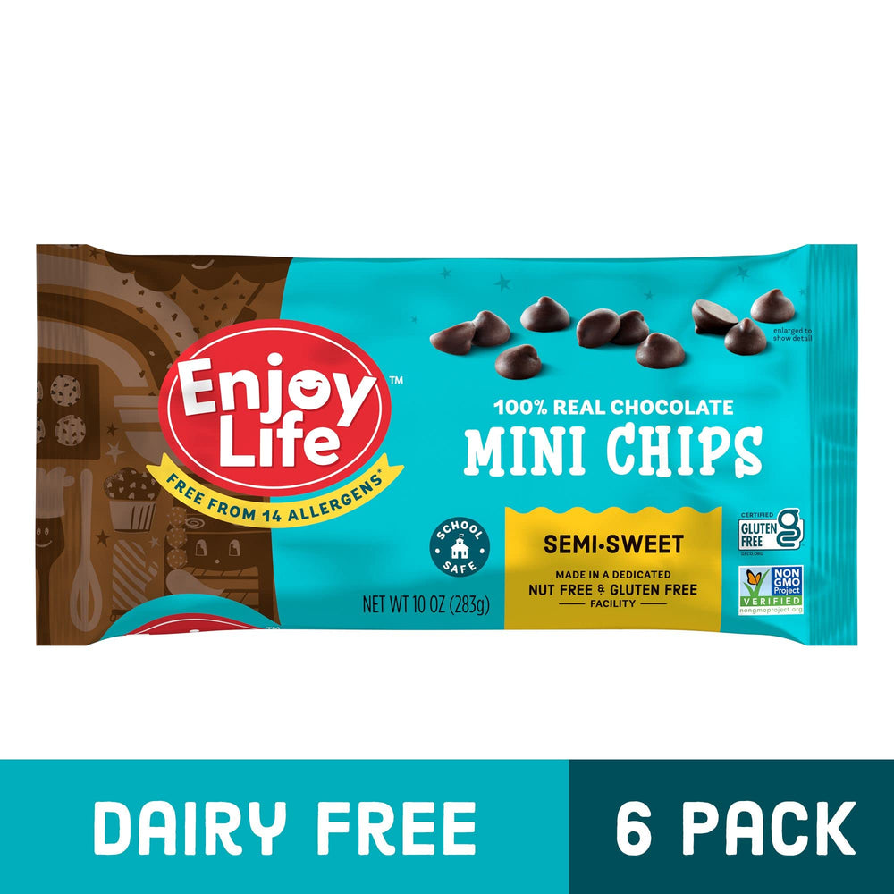 Enjoy Life mini chips melting into a glossy coating for desserts.