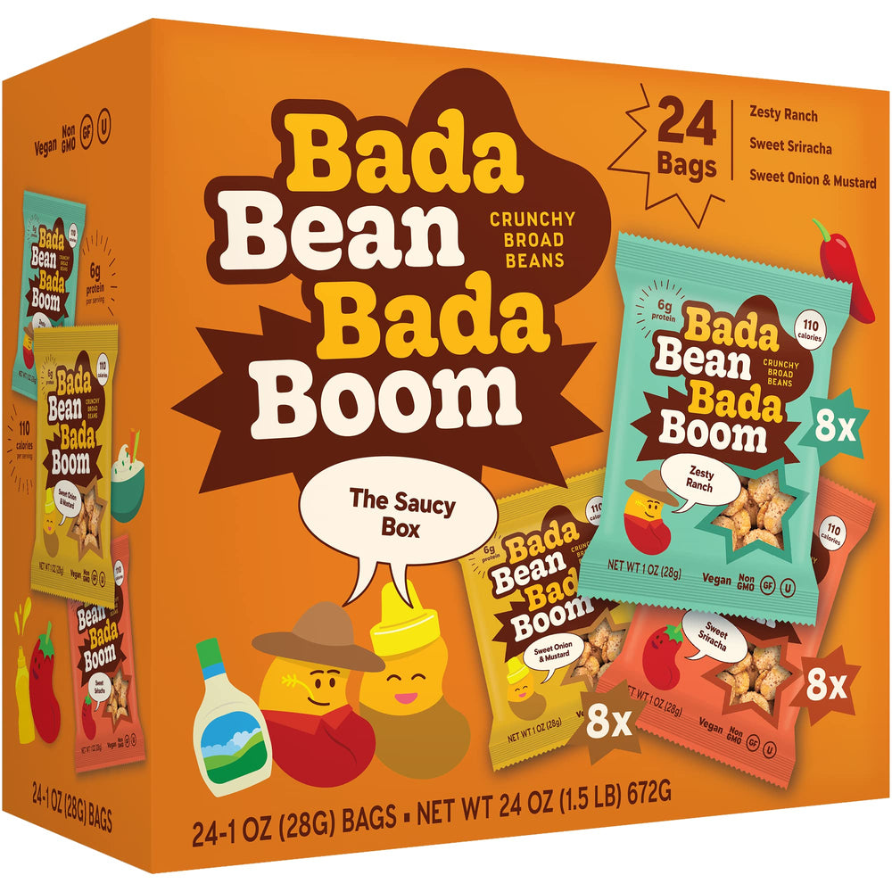 Enlightened Bada Bean Bada Boom crunch in hand, protein-packed on-the-go snack