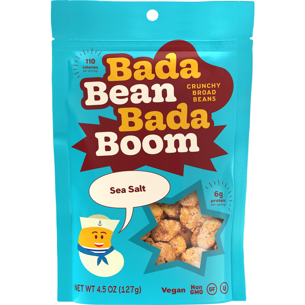 Enlightened Bada Bean Bada Boom six-pack on shelf, convenient high-protein snack