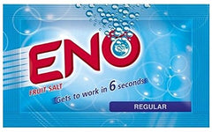 ENO Fruit Salt Regular pack front view for quick acidity relief after meals.
