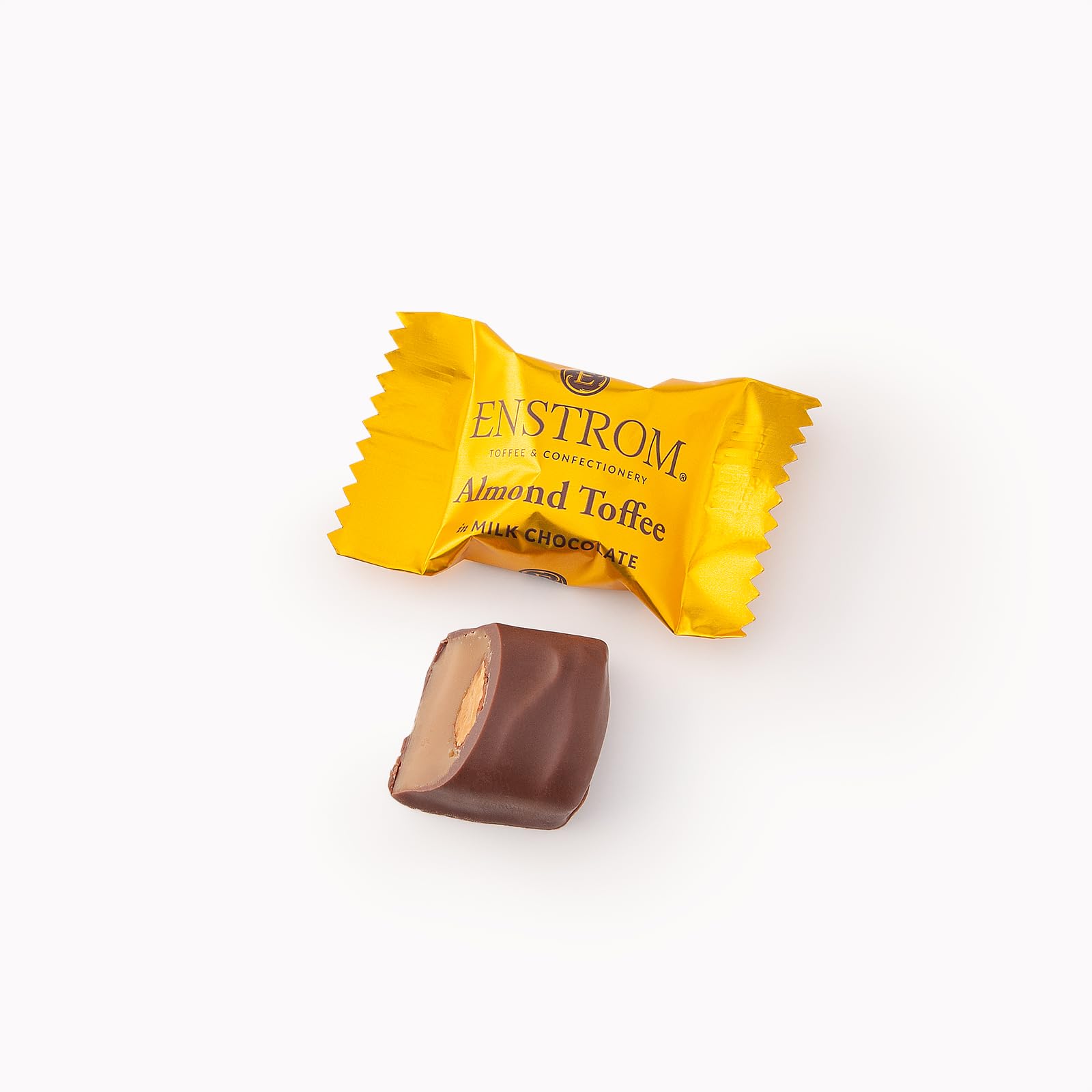 Enstrom almond toffee close-up showing rich crunch.