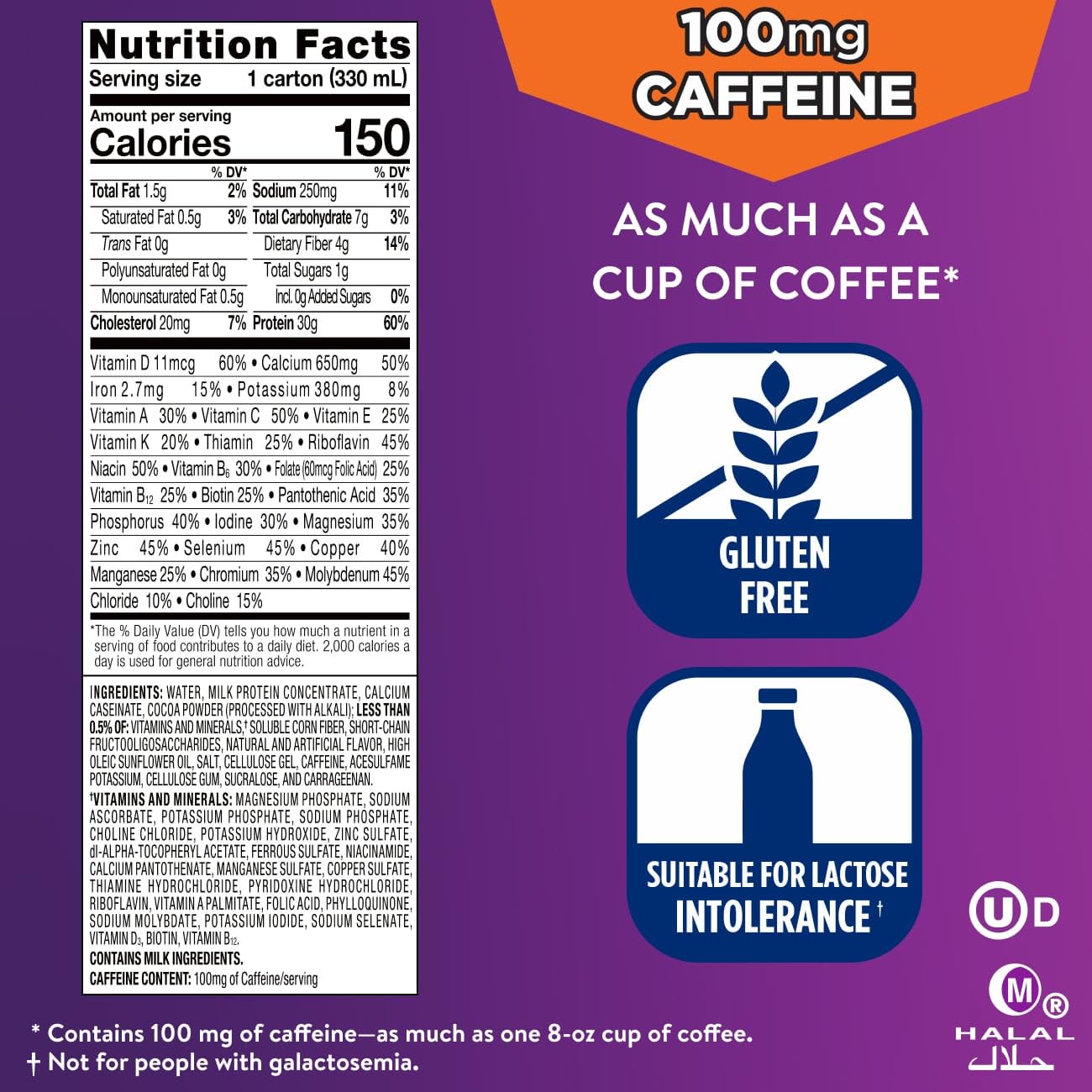 Ensure Max Protein glass with straw ready for a snack