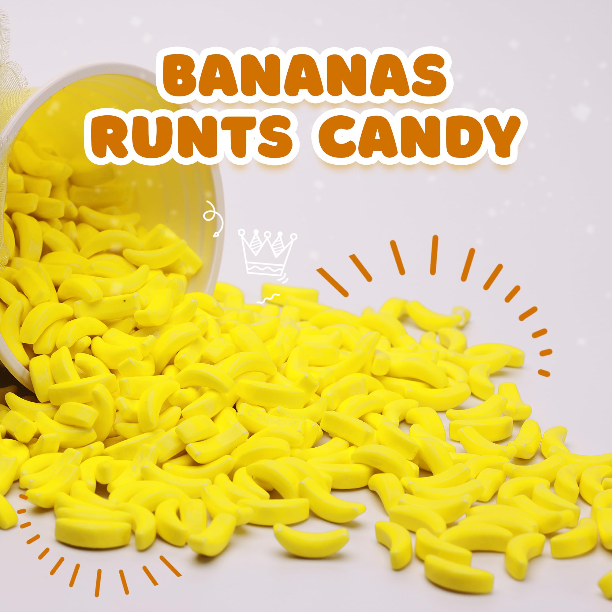 Entervending banana Runts used for party decorations and cake toppers.