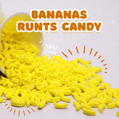 Entervending banana Runts used for party decorations and cake toppers.