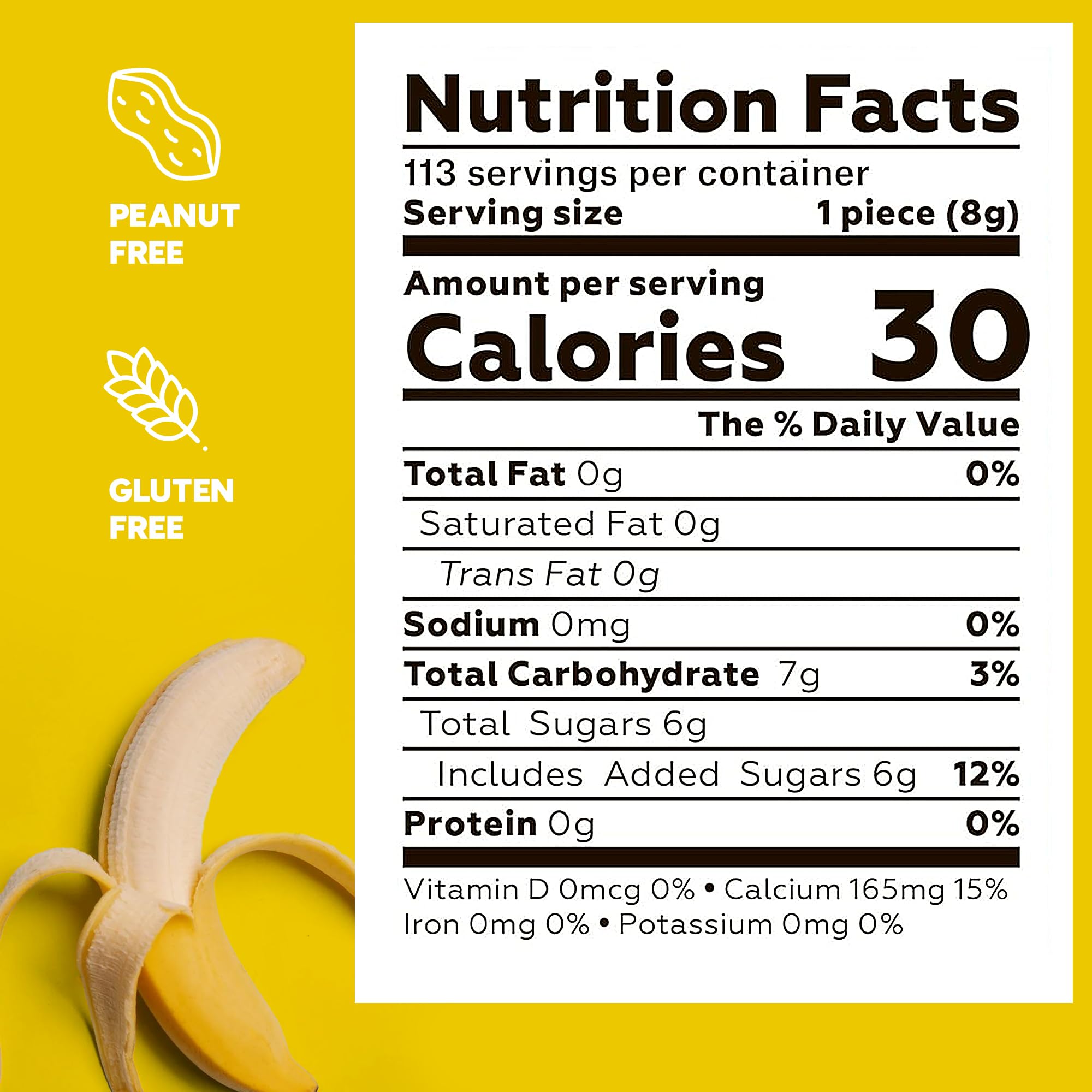Entervending banana Runts candy close-up highlighting crunch and color.