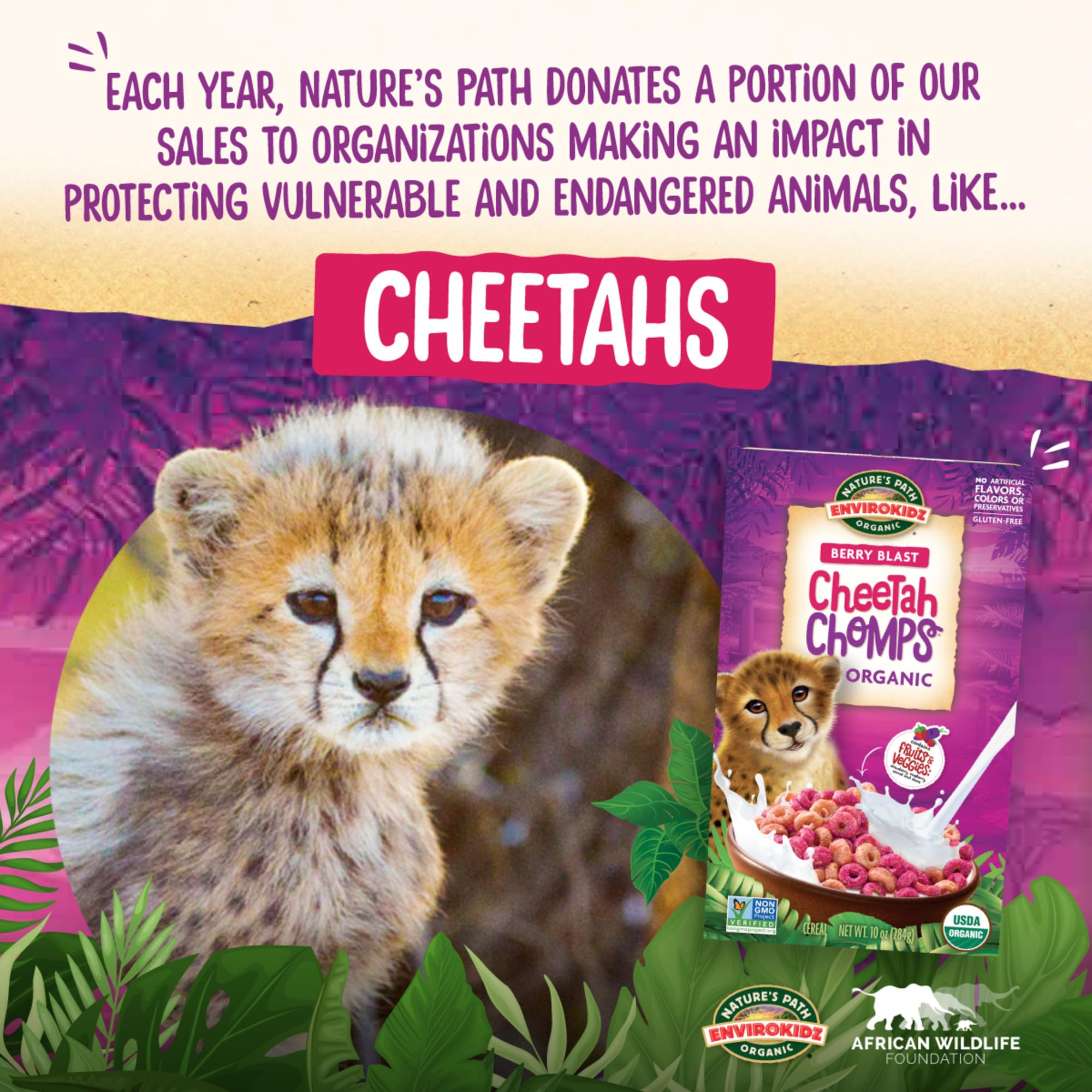 EnviroKidz Cheetah Chomps kids enjoying crunchy O rings at breakfast