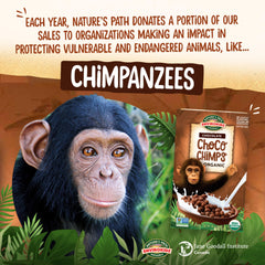 EnviroKidz Choco Chimps pouring into milk, crunchy texture in a bowl