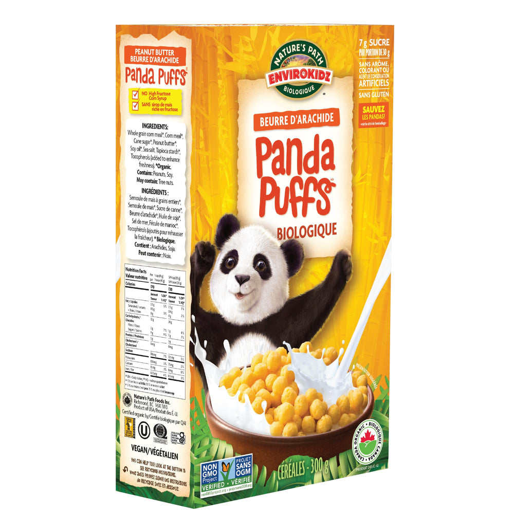 EnviroKidz Panda Puffs kosher certification on carton.